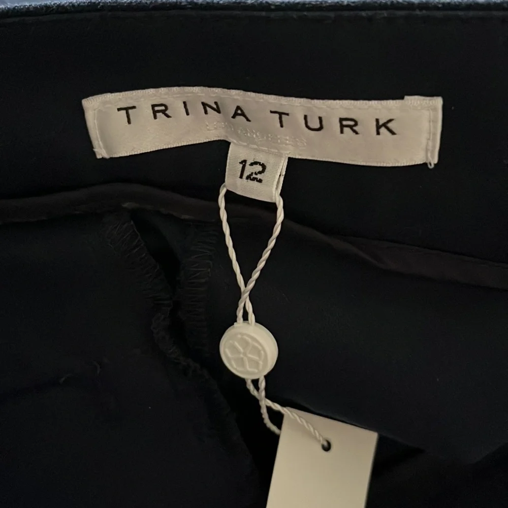 NWT TRINA TURK navy blue tulip hem cropped pants size 12 new with tags